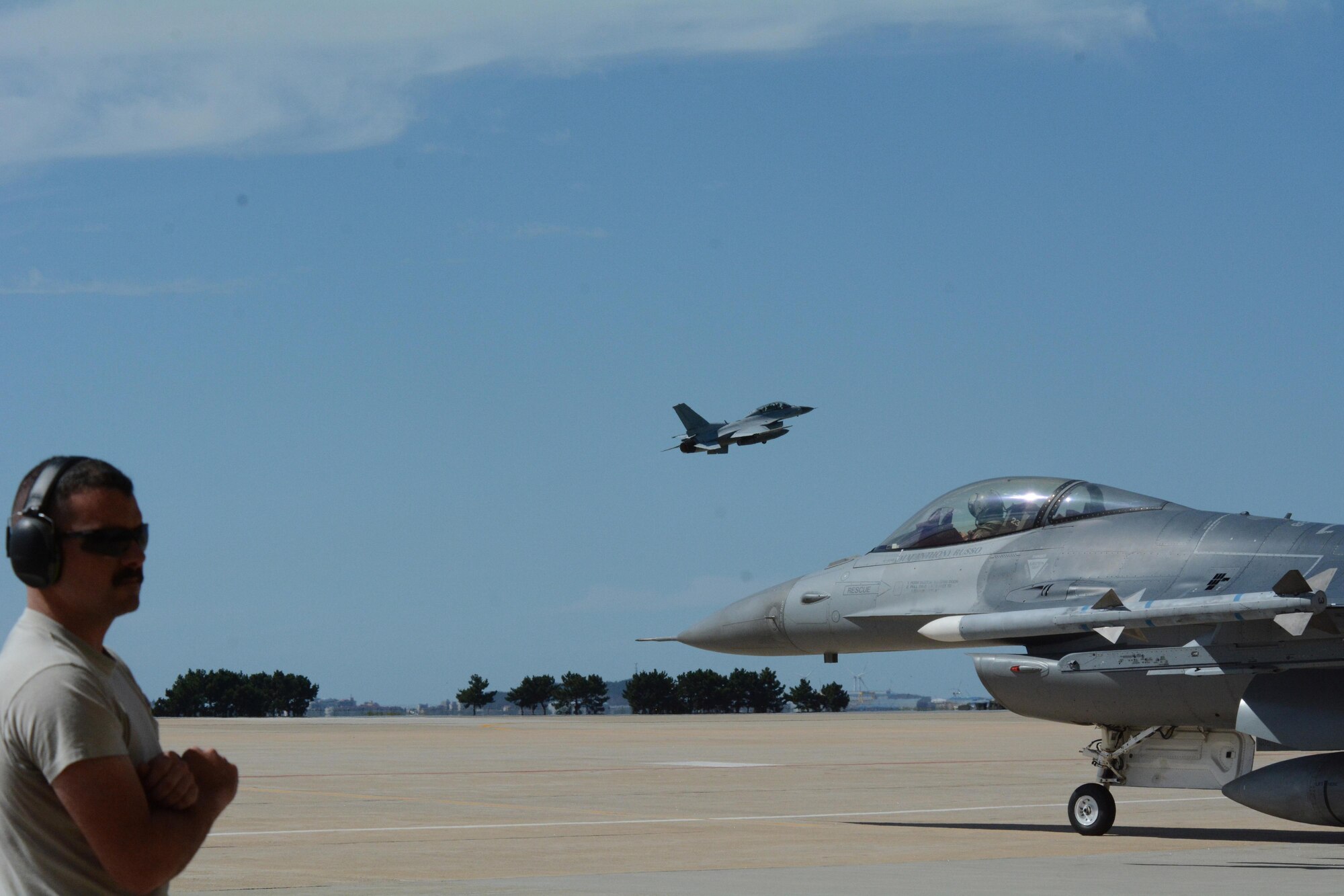 Airmen from the 115th Fighter Wing, Wisconsin Air National Guard, are deployed to Kunsan for a 4-month rotation as part of a Theater Security Package, which helps to maintain a deterrent against threats to regional security and stability.