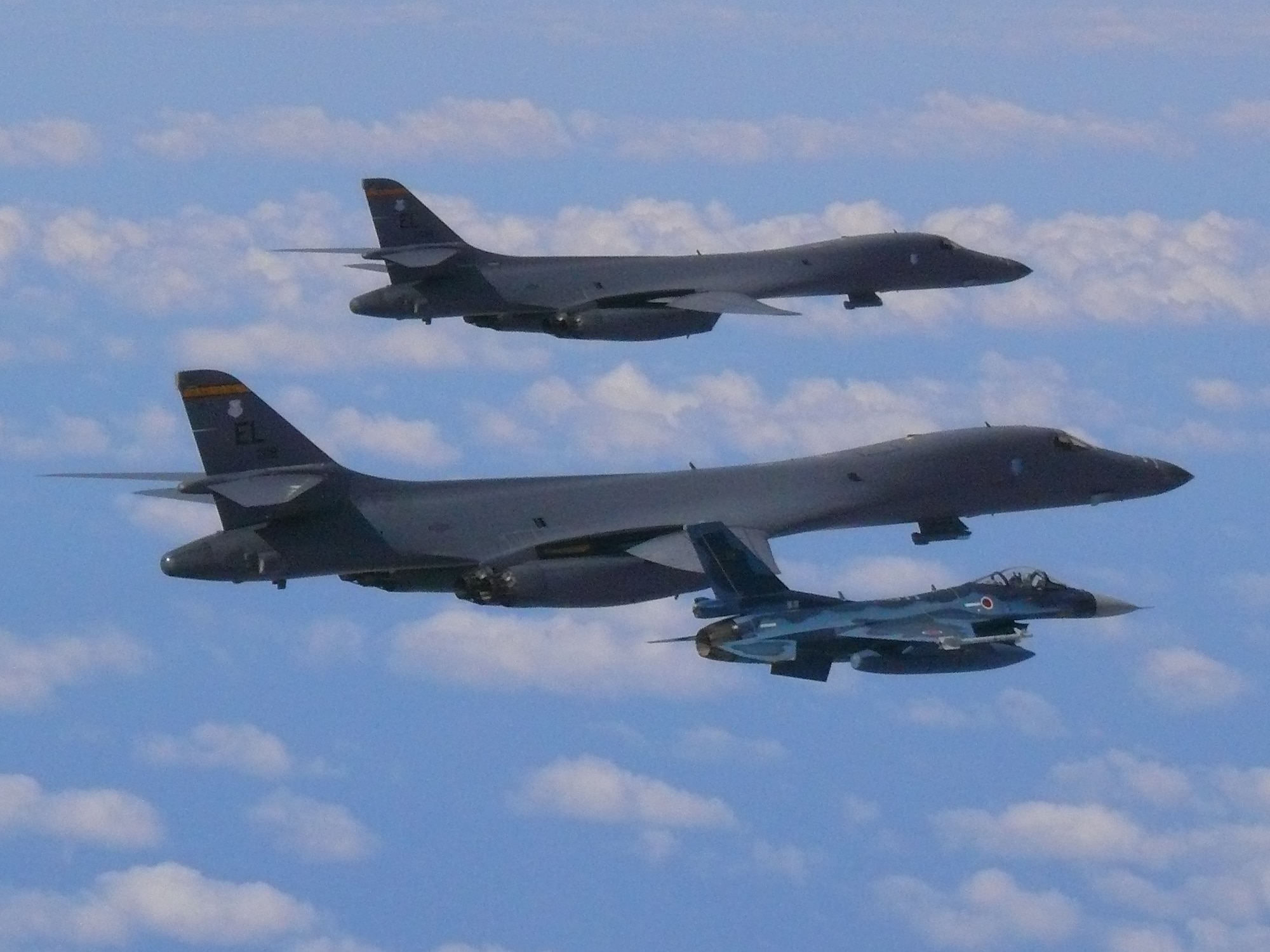 U.S. Air Force B-1s conduct flyover during Seoul ADEX