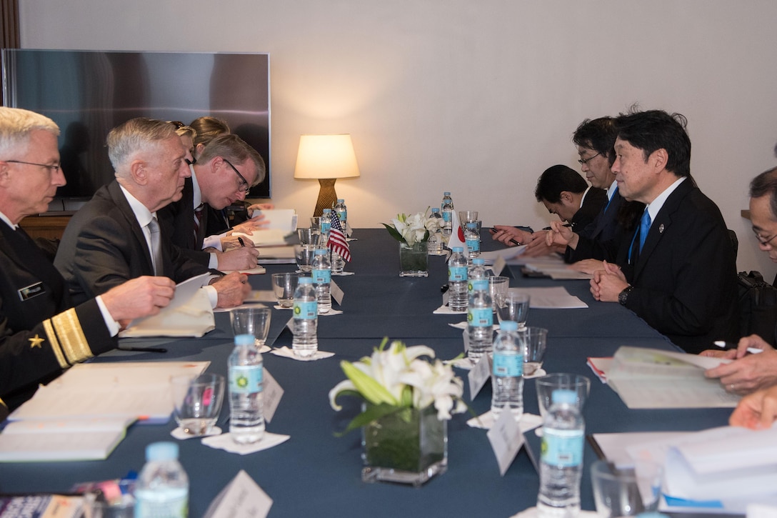 Defense Secretary Jim Mattis meets with the Japanese defense minister.