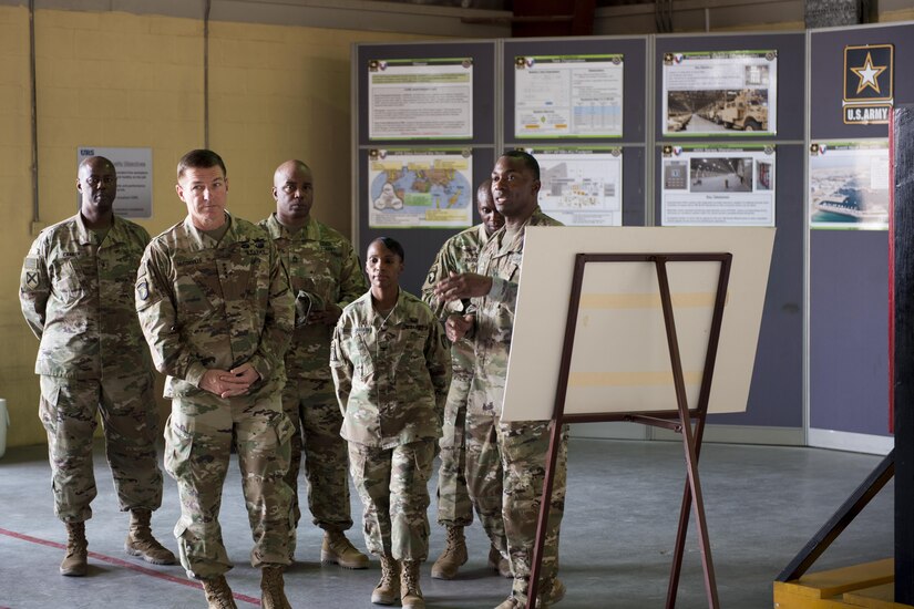 Soldiers listening to a presentation