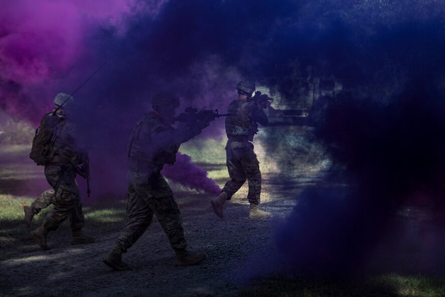 Airmen assigned to the 820th Base Defense Group demonstrate capabilities during a base visit by Gen. Mike Holmes, commander of Air Combat Command, Oct. 18, 2017, at Moody Air Force Base, Ga.