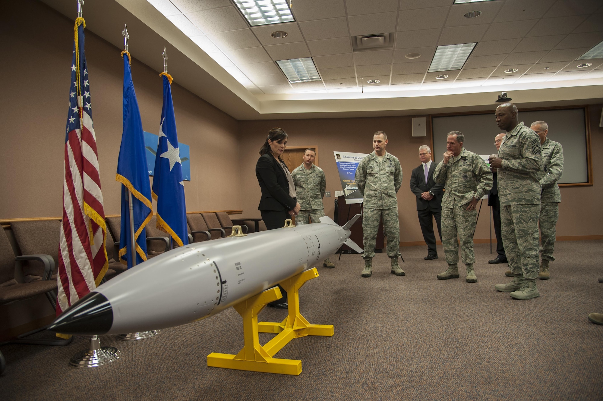 U.S. Air Force Chief of Staff Gen. David L. Goldfein is briefed in the Air Force Nuclear Weapon Center, at Kirtland Air Force Base, N.M., Oct. 19.