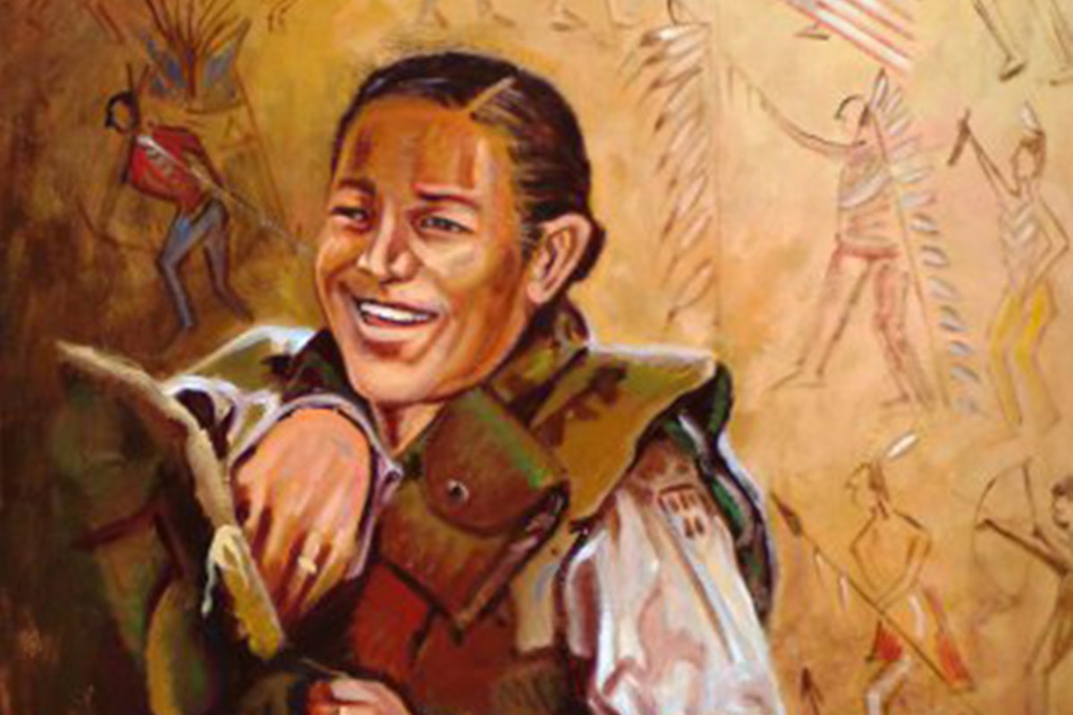 Army Spc. Lori Piestewa is represented in a painting.