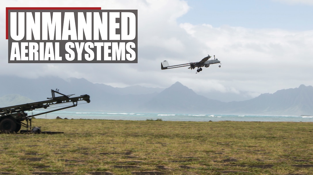 An RQ-7B Shadow unmanned aerial system with Marine Unmanned Aerial Vehicle Squadron 3 (VMU-3), is launched during a training event at Landing Zone Westfield, Marine Corps Air Station Kaneohe Bay, Oct. 13, 2017. The purpose of the event is to conduct UAS operations with a minimal amount of personnel and equipment after flying a system in by KC-130J in order to operate immediately within a short amount of time.