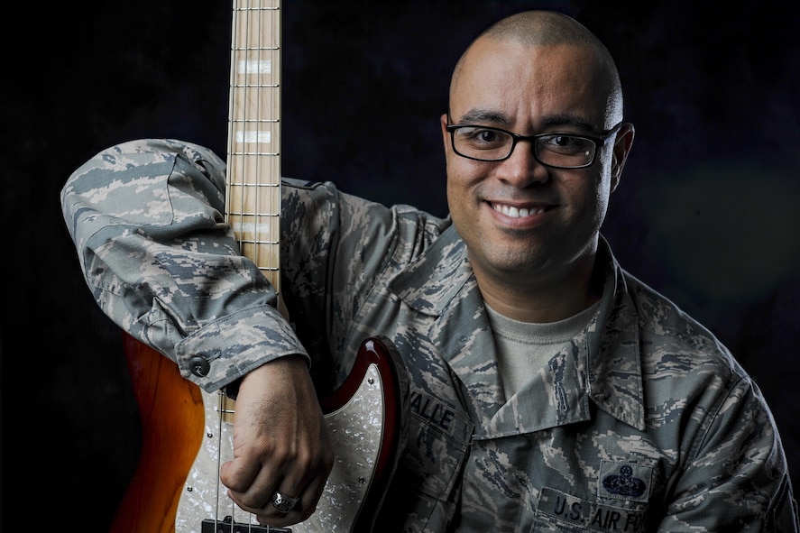 U.S. Air Force Master Sgt. John Del Valle, 693rd Intelligence Support Squadron operations section chief, is an avid jazz enthusiast and spends his after duty hours mastering the bass guitar. Del Valle toured with the Air Force Tops in Blue in 2006 which reignited his passion for music. (U.S. Air Force photo by Senior Airman Devin Boyer)