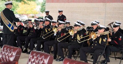 IMAGE:DAHLGREN, Va. (Oct. 16, 2017) – The Navy Band rehearses as military and civilian personnel gather with visitors to commemorate the centennial of the Navy base at Dahlgren with a kickoff ceremony. Over the next 12 months, personnel at the base and its tenant commands will join the community to engage in activities such as a science, technology, engineering and mathematics event, a time capsule ceremony, triathlon, spring picnic, concert lunch, historic movie premier, rocket contest, and a grand finale – all in celebration of the centennial.