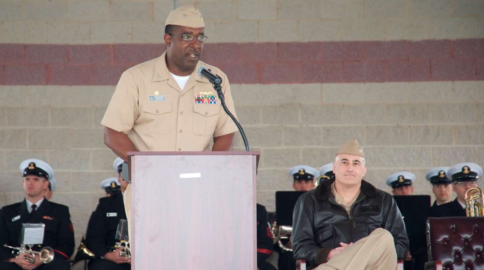 IMAGE: DAHLGREN, Va. (Oct. 16, 2017) – Naval Surface Warfare Center Dahlgren Division Commanding Officer Capt. Godfrey ‘Gus’ Weekes recounts the highlights of Dahlgren’s history before the military and civilian audience gathered to celebrate the centennial of the Navy base at Dahlgren. “The future of Dahlgren could not be brighter,” said Weekes, after reflecting on the technological impact Dahlgren has made to the Navy and nation. “I look forward to all that we can achieve going forward.”