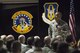 Chief Master Sgt. Timothy White, 4th Air Force command chief, speaks to 445th Airlift Wing Airmen during an all call Sept. 9, 2017.