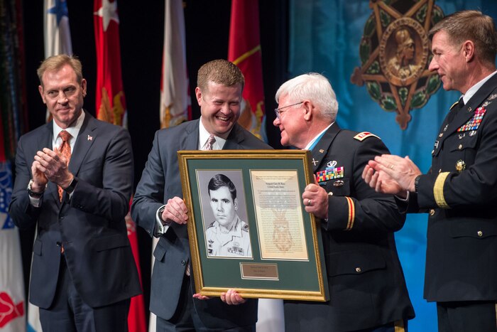 Retired Army Capt. Gary M. Rose, a Medal of Honor recipient, is inducted into the Pentagon’s Hall of Heroes.