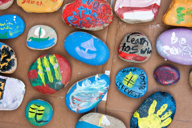 An array of rocks painted by volunteers as part of Thurmond Lake’s National Public Lands Day event, Sept. 30. The rocks are being placed around Thurmond’s public areas for visitors to find and share on social media.