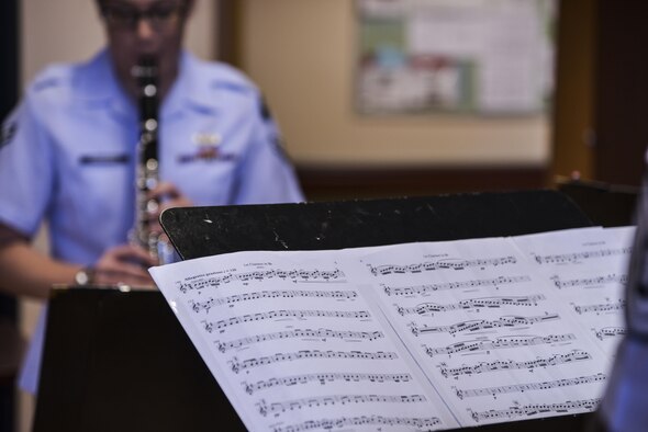 Members of the Air Force Academy’s Clarinet Quartet play a medley of iconic military songs at the Raymond G. Murphy Veterans Affairs Medical Center, N.M., Oct. 21, 2017.  The quartet visited to play a few songs for the veterans as well as participate in fellowship. (U.S. Air Force photo by Airman 1st Class Lexi Crawford)