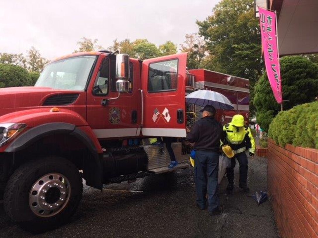 "On Sunday 15 October CATC fire engine and ambulance were displayed at the Yamanakako volunteer festival, and the vehicles were the center of attention for the young children of Yamanaka village, Yamanashi Pref.  Special thanks to CATC fire department crew for their support and Mr. Takamura and Mr. Osada from Yamanaka Village Hall".