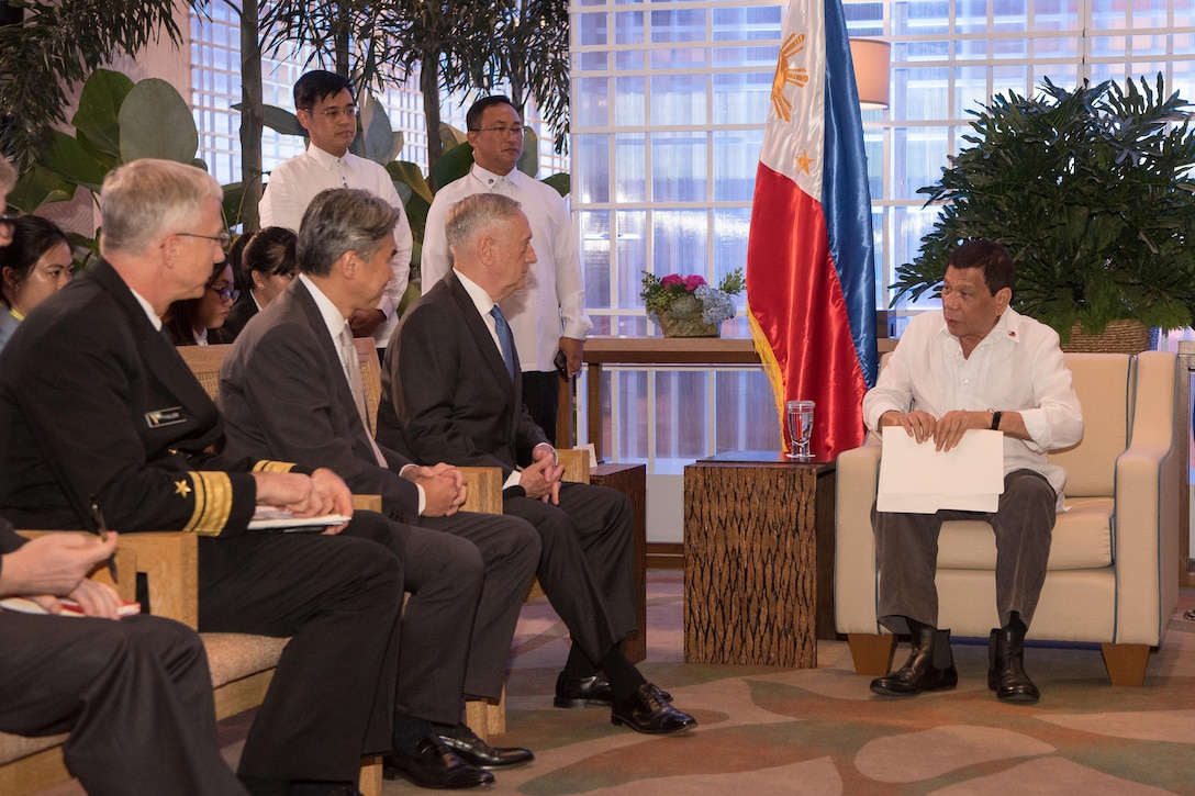 Defense Secretary Jim Mattis meets with the president of the Philippines.
