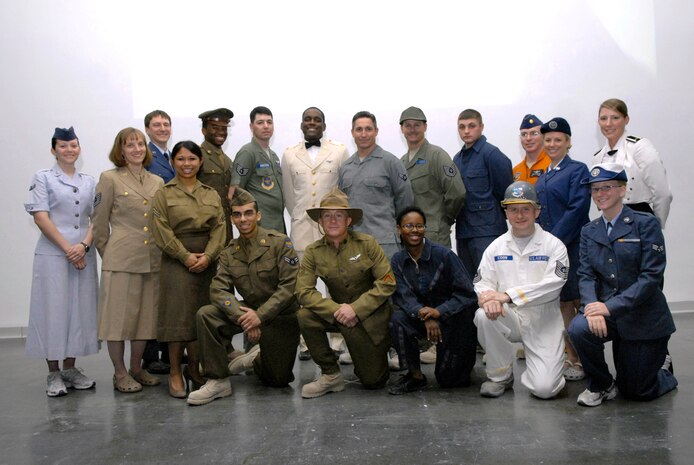 Airmen pose for a group photo during Operation Uniform Delta at a base in Southwest Asia, April 27, 2009.