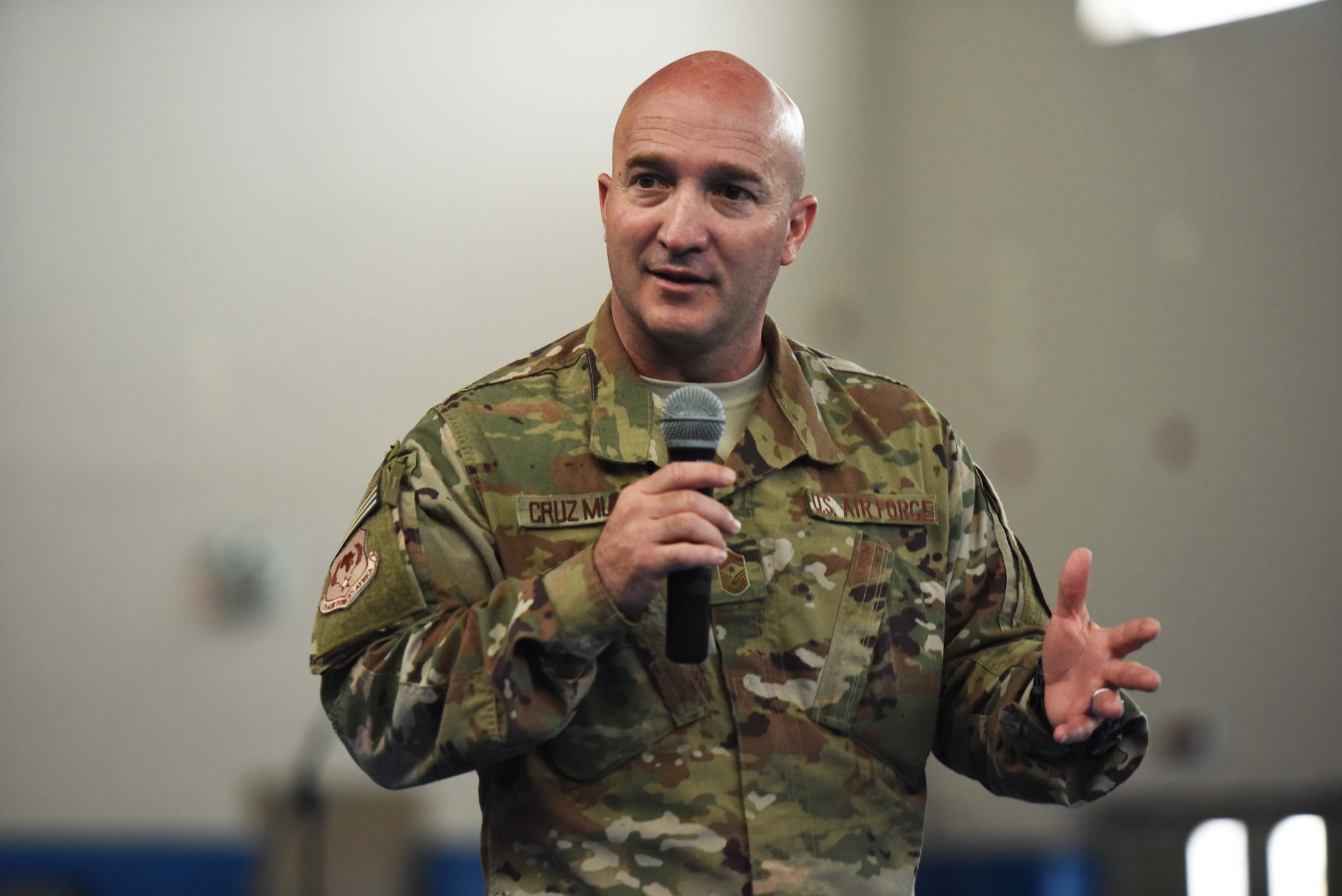 3rd AF Command Chief speaks at an all-call at Camp Lemonnier