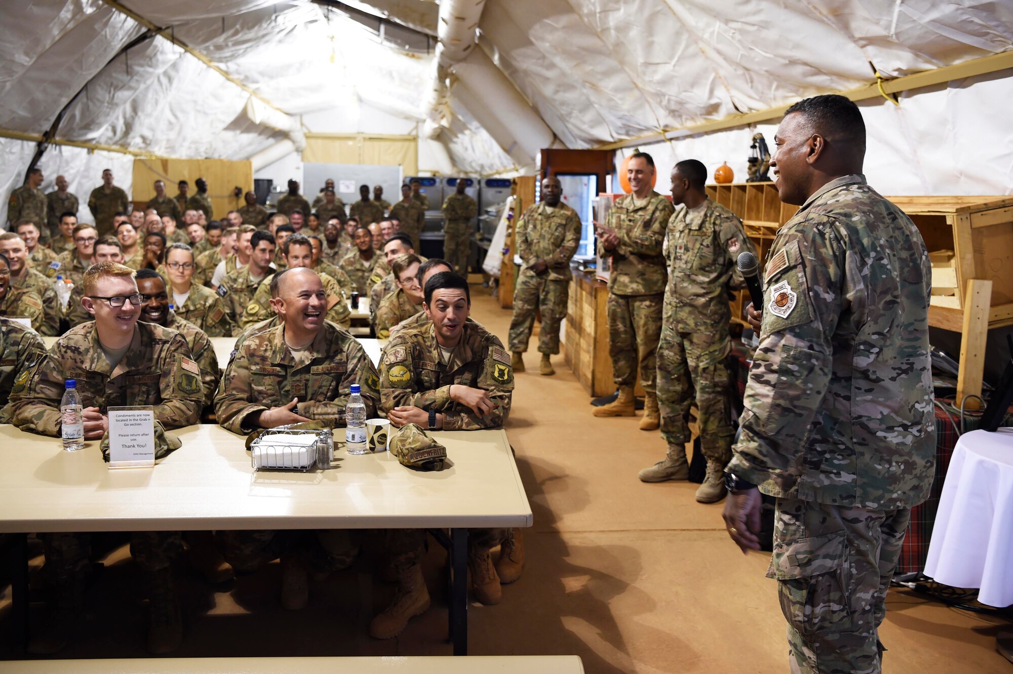 3rd AF commander talks to Airmen at an all-call
