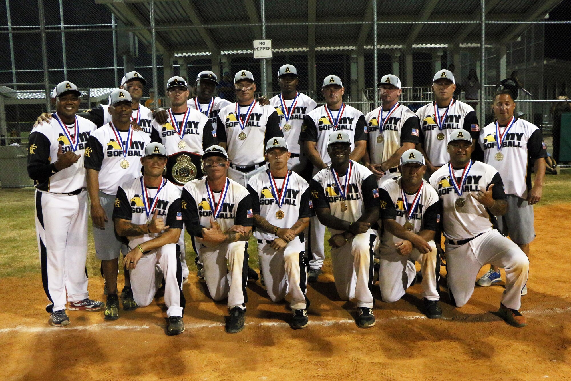 The All-Army Softball team poses for a photo following the Armed Forces Softball Tournament at Fort Sam Houston, Texas, Sept. 18-22, 2017.