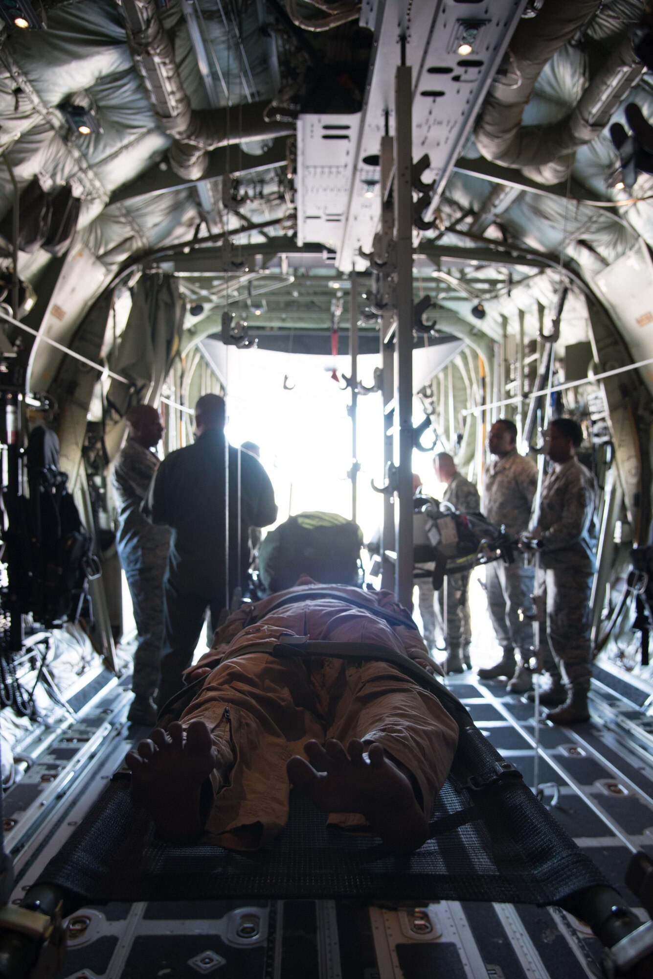 Chief Master Sergeant of the Air Force Kaleth O. Wright learns about the 36th Aeromedical Evacuation Squadron mission during his visit to the 403rd Wing Oct. 25, 2017 at Keelser Air Force Base, Mississippi. (U.S. Air Force photo/Staff Sgt. Heather Heiney)