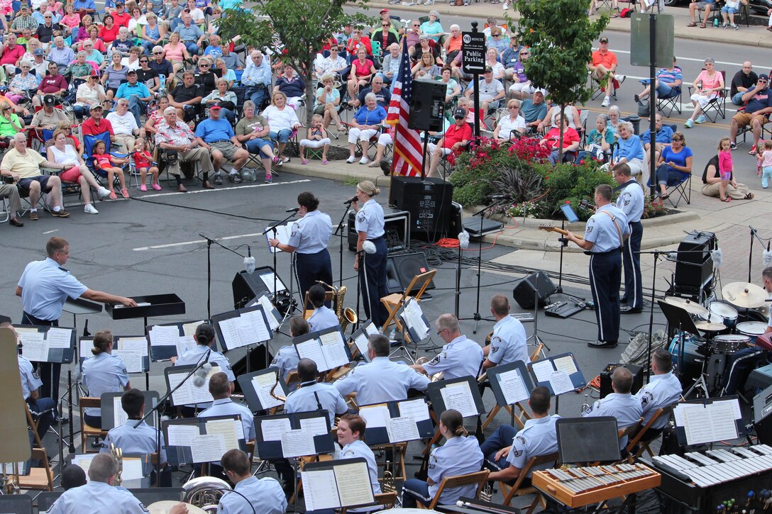 Members of the Air National Guard Band of the Northeast performed a concert in Wooster Ohio on 29 June 2017. This was one of the band's concerts on our 2017 Summer Music Concert Series titled "Celebrating Great American Cities". Pictured are members of the Concert Band. (U.S. Air Force Photo/Technical Sgt. Dawn Hoffman)