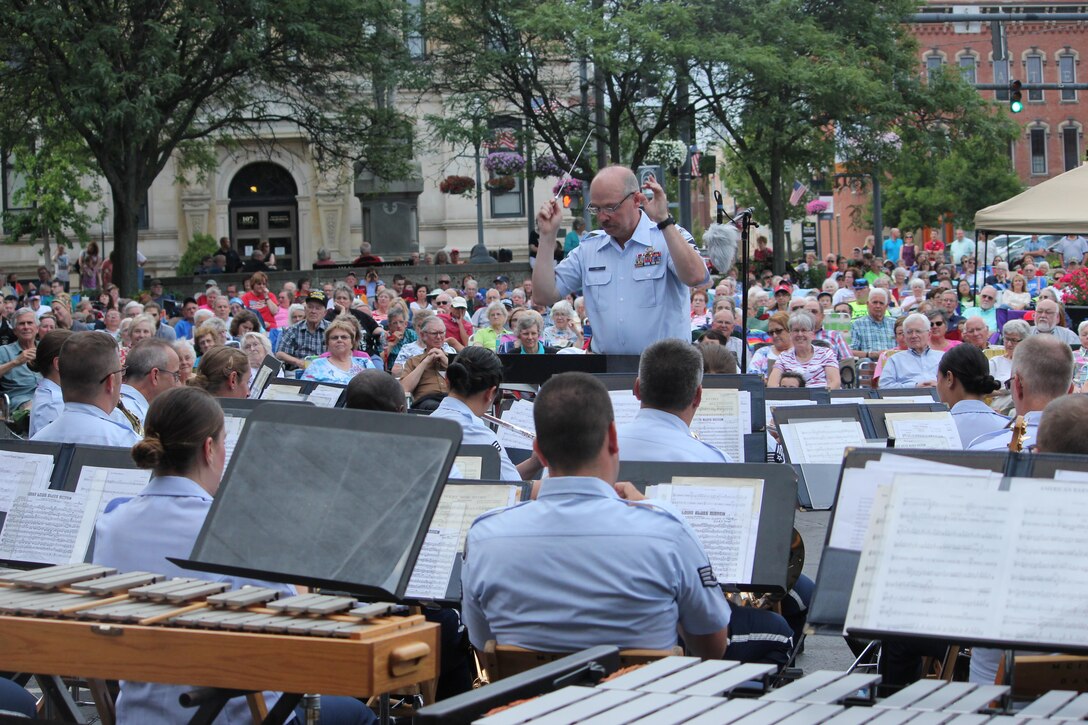Members of the Air National Guard Band of the Northeast performed a concert in Wooster Ohio on 29 June 2017. This was one of the band's concerts on our 2017 Summer Music Concert Series titled "Celebrating Great American Cities". Pictured are members of the Concert Band. (U.S. Air Force Photo/Technical Sgt. Dawn Hoffman)
