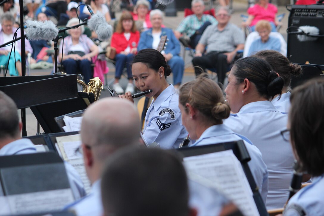 Members of the Air National Guard Band of the Northeast performed a concert in Wooster Ohio on 29 June 2017. This was one of the band's concerts on our 2017 Summer Music Concert Series titled "Celebrating Great American Cities". Pictured are members of the Concert Band. (U.S. Air Force Photo/Technical Sgt. Dawn Hoffman)
