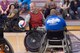 Col. Stephen Grotjohn, 412th Maintenance Group commander, takes part in a wheelchair rugby game at the base gym with members of the Triumph Foundation Oct. 24. The wheelchair rugby demonstration was conducted as part of Edwards AFB’s recognition of National Disability Employment Awareness Month. (U.S. Air Force photo by Kyle Larson)