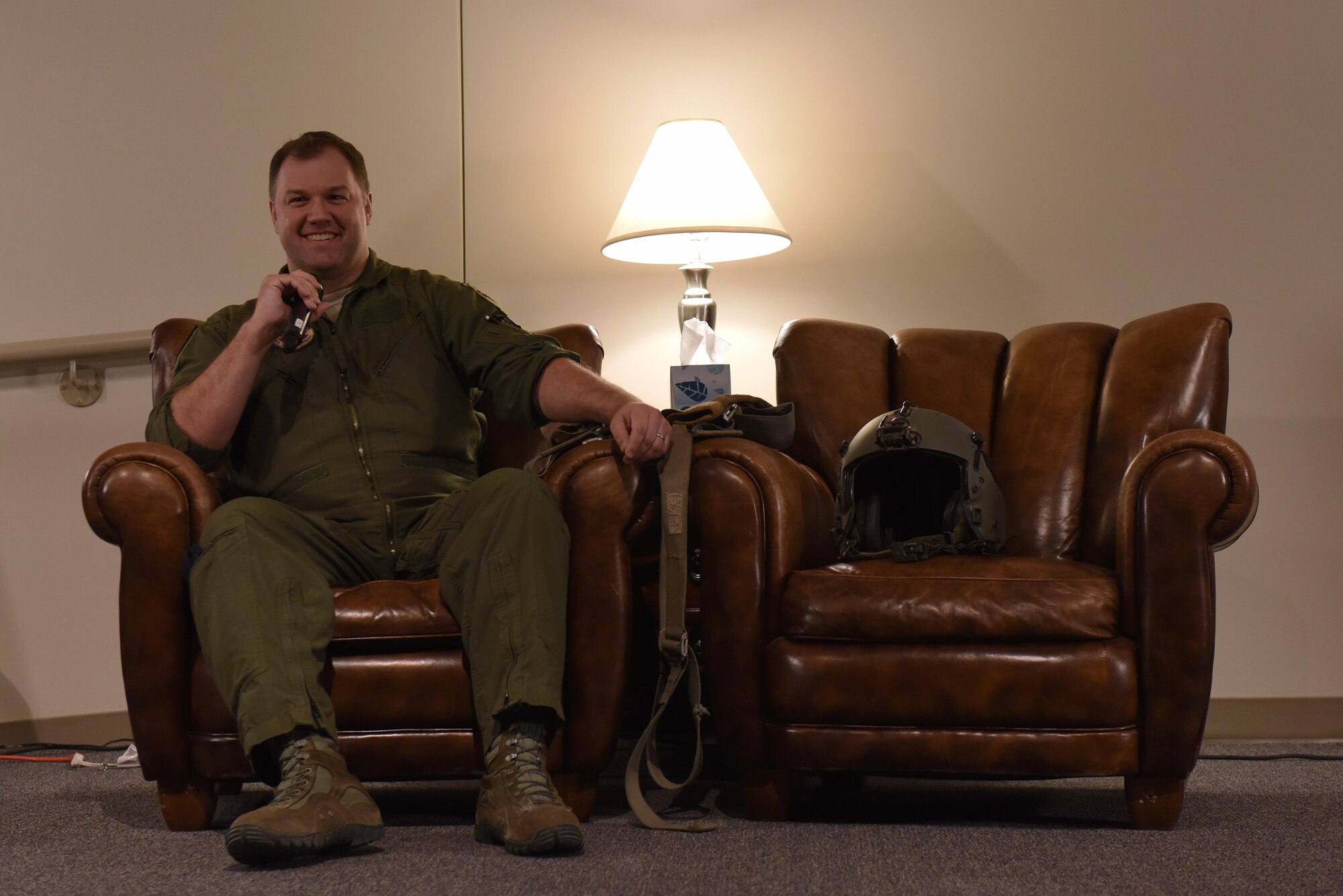 Tech. Sgt. Adam, 66th Rescue Squadron special missions aviator, describes what it felt like to be involved in a helicopter crash during a Storytellers event in the Creech auditorium, October 18, 2017. Adam only shared this story to his first sergeant to apply for Storytellers, a few months before publicly sharing it with Creech Airmen. (U.S. Air Force photo/Airman 1st Class Haley Stevens)