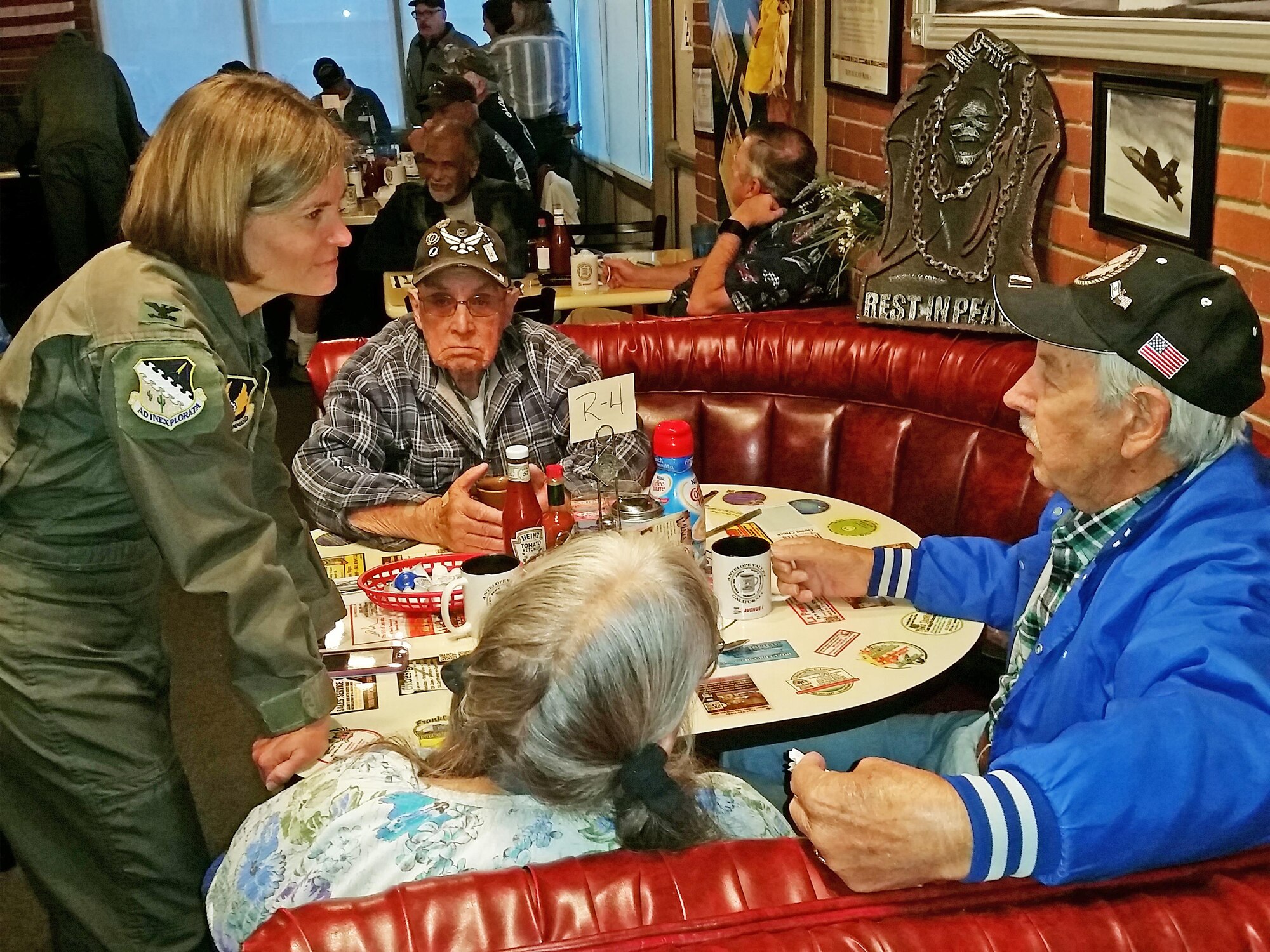 Coffee with veterans in Lancaster, California.