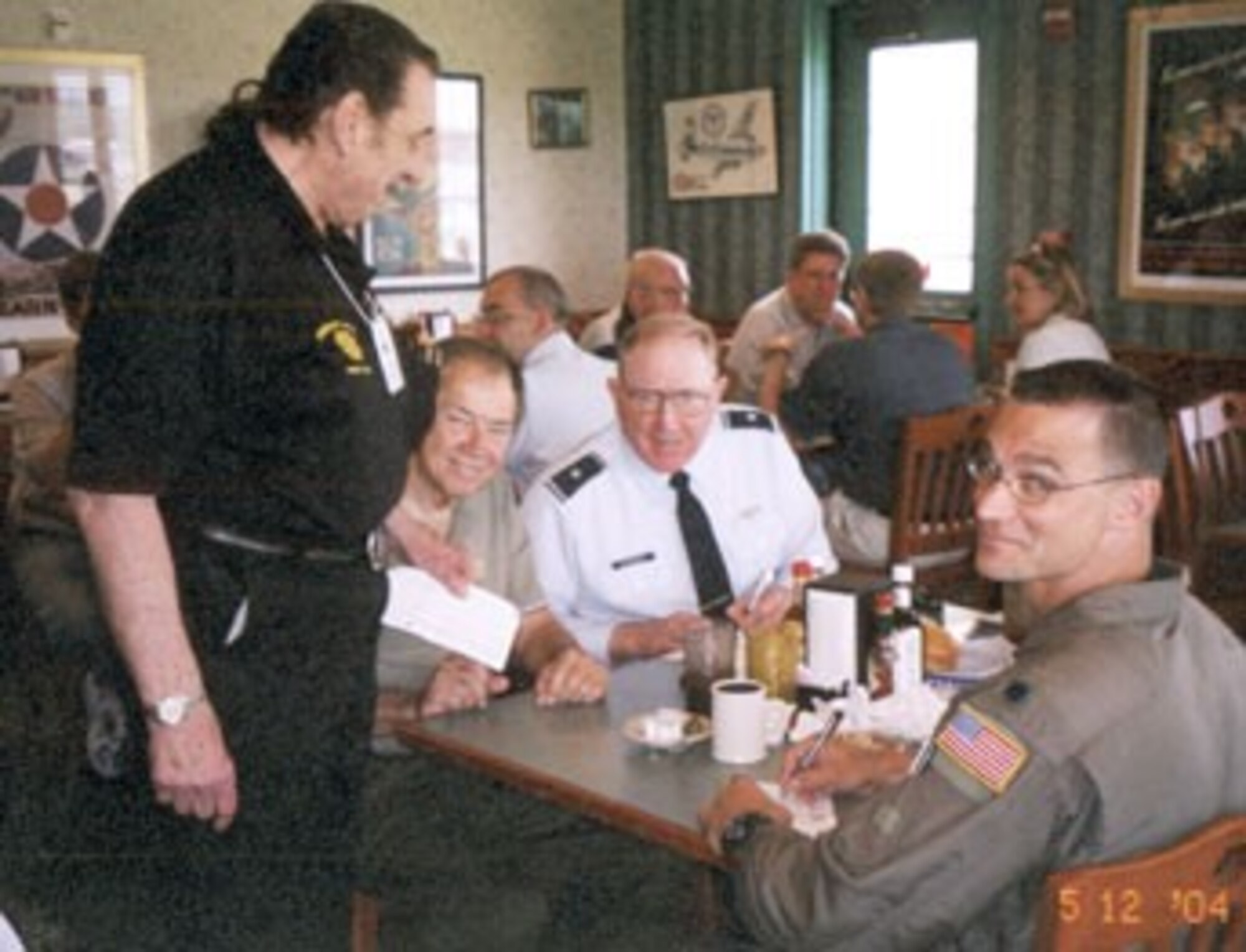 "Krusher" Kowalski visits with military members during a 934th Airlift Wing Civic Leader Tour in 2004. (Courtesy Photo)