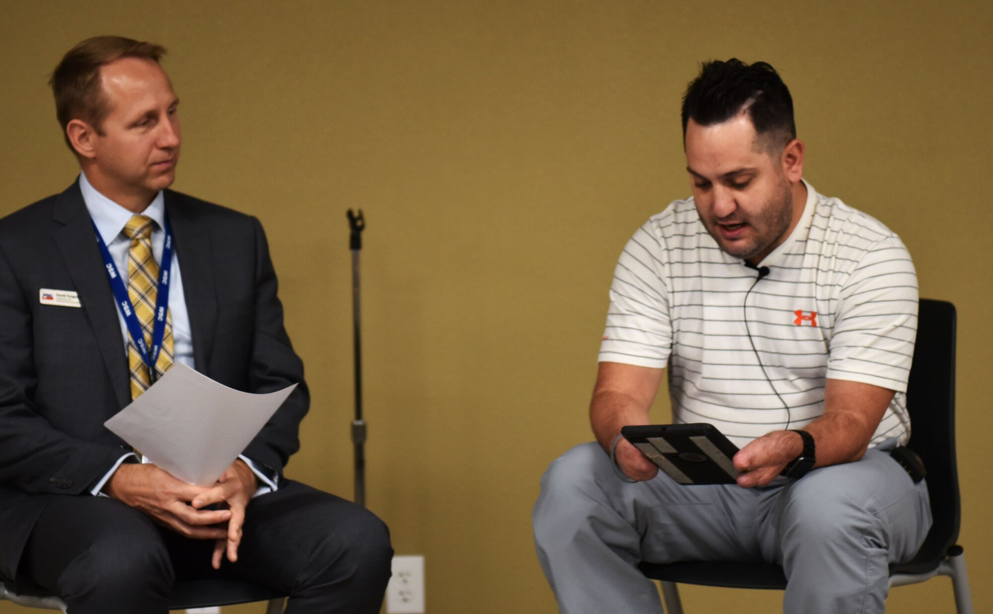 Mason Cambell, right, shares his story of how he became a quadruple amputee after contracting bacterial meningitis as an infant.