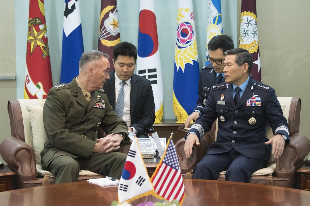 Gen. Joe Dunford speaks to his South Korean counterpart.