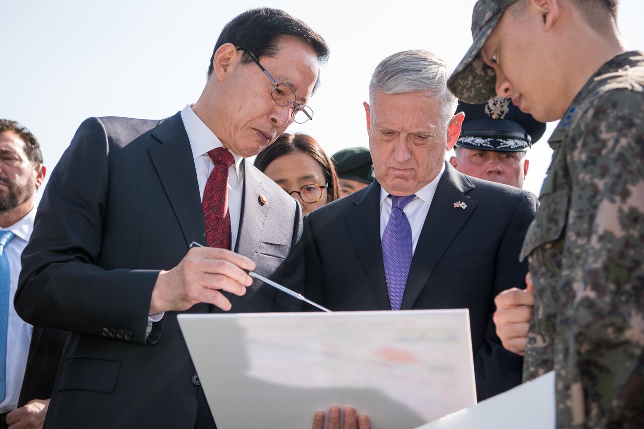 U.S. and South Korean defense leaders visit the Demilitarized Zone between North and South Korea.