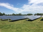 Solar panels constructed in field