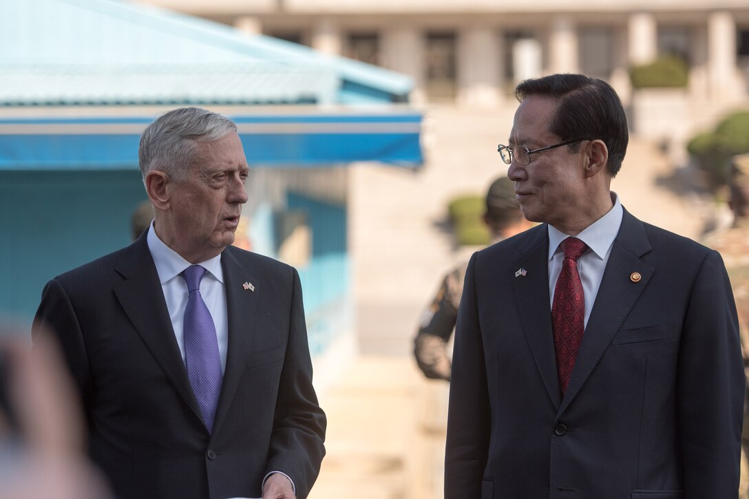 U.S. and South Korean defense leaders speak to reporters.