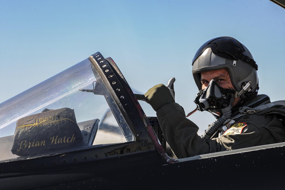Major Brian Hatch, 301st Fighter Squadron pilot, prepares for takeoff during the Thunder Over South Georgia Air Show, Oct.28, 2017 at Moody Air Force Base, Ga. Thunder Over South Georgia is part of the Air Force’s 70th Air Force Birthday celebration demonstrating air and space power over the ages. (U.S. Air Force photo by Airman Eugene Oliver)