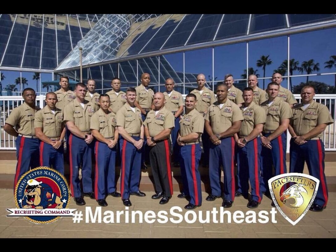 The Commanders and Sergeants Major of 6th Marine Corps District standing side by side with the truly transformational Commanding General & Sergeant Major of Marine Corps Recruit Depot PARRIS ISLAND, & Eastern Recruiting Region, Brigadier General “Sparky” Renforth & Sergeant Major Rafael Rodriguez...The epitome of leadership.