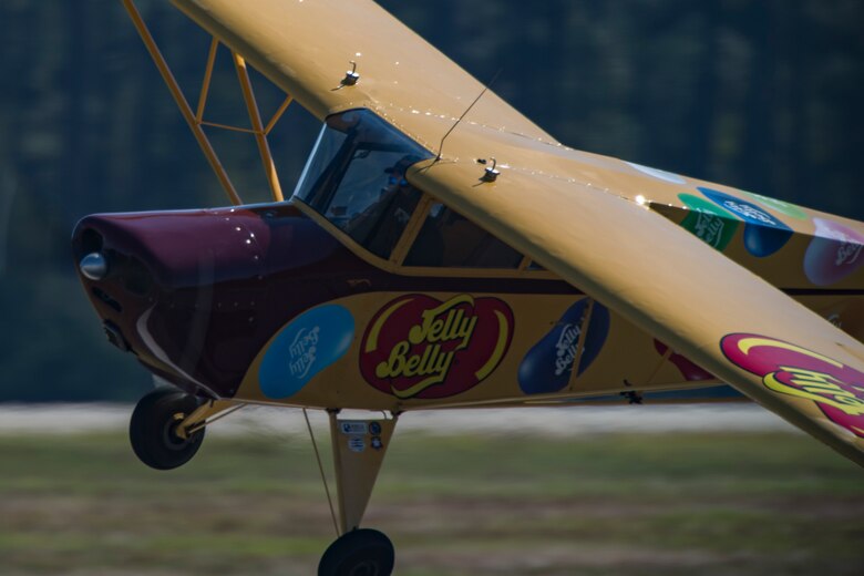 Kent Pietsch, Interstate Cadet Jelly Belly pilot, performs acrobatics at Moody Air Force Base, Ga., during the Thunder Over South Georgia Air Show, Oct. 29, 2017. Thunder Over South Georgia 2017 is part of the Air Force’s 70th Air Force Birthday celebration demonstrating air and space power over the ages. (U.S. Air Force photo by Senior Airman Daniel Snider)