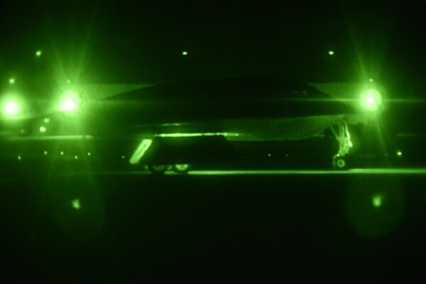 A B-2 Spirit prepares to take off from Whiteman Air Force Base, Mo., Oct. 28, 2017, to conduct a long-range mission to the U.S. Pacific Command area of responsibility.  These missions validate our always-ready global strike capability and are a visible demonstration of commitment to our allies and enhancing regional security.