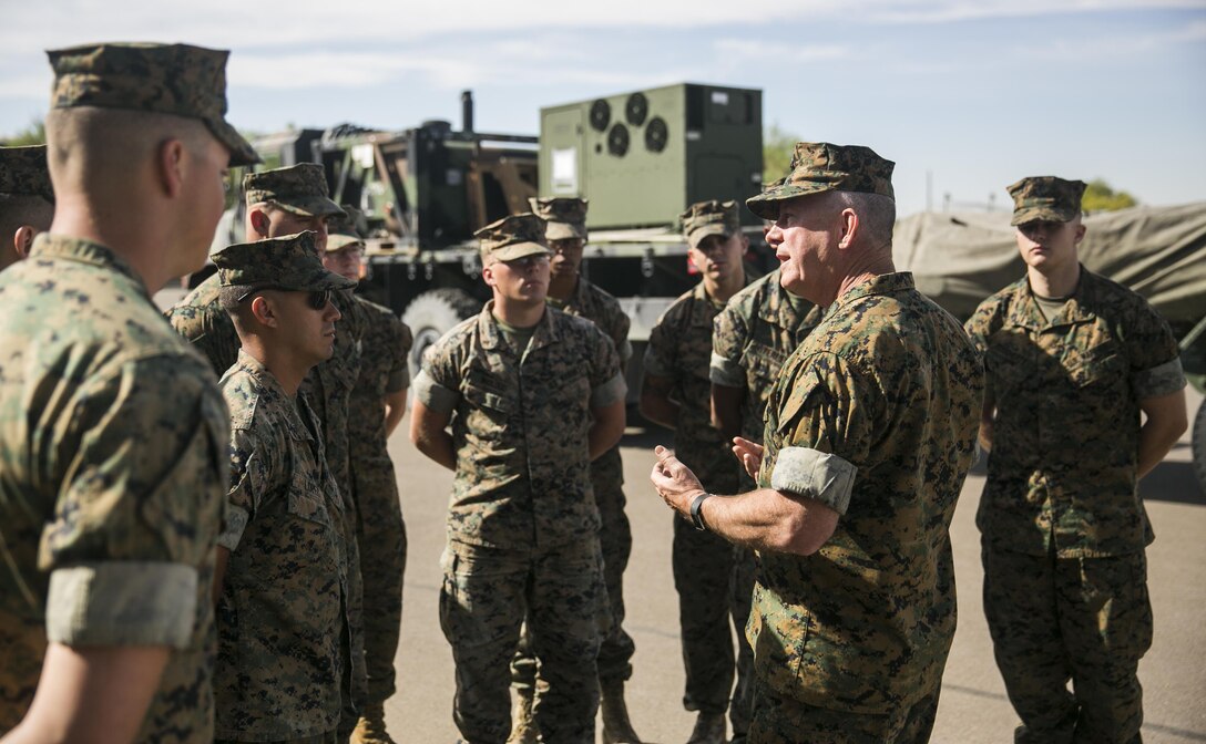 The 19th Chaplain of the Marine Corps, U.S. Navy Rear Adm. Brent Scott, visited Marine Corps Air Station Yuma, Ariz., April 26, 2017, as part of a week-long tour to observe Marines and engage with them about their spiritual wellness. (U.S. Marine Corps photo by Lance Cpl. Isaac D. Martinez)
