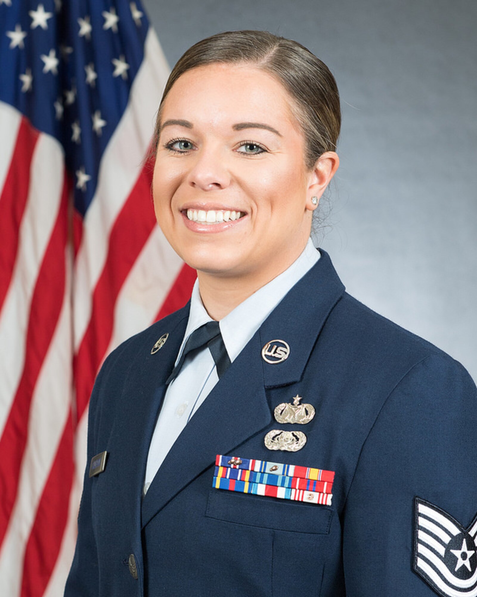 TSgt Jenna Calderone poses for an official portrait.