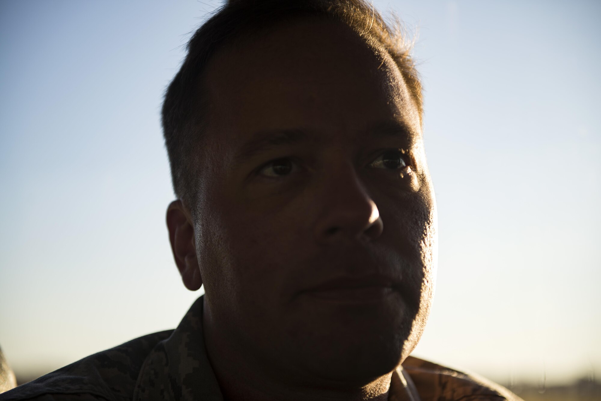 Master Sgt. Lucas Hinkle, 347th Operations Support Squadron intelligence flight superintendent, sits on a bus after a foreign object debris (FOD) walk, Oct. 30, 2017, at Moody Air Force Base, Ga. The FOD walk was performed following the Thunder Over South Georgia Air Show, to remove any debris that could potentially cause damage to aircraft or vehicles. (U.S. Air Force photo by Airman 1st Class Erick Requadt)