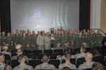 Members of the 12th Flying Training Wing pose with senior leadership after winning the "Wing of Wings" award during the inaugural flying training awards ceremony Oct. 20, 2017 at Joint Base San Antonio-Randolph, Texas. The awards paid tribute to the individuals and teams who continue to produce highly qualified aircrew for the United States Air Force. (U.S. Air Force photo by Senior Airman Stormy Archer)