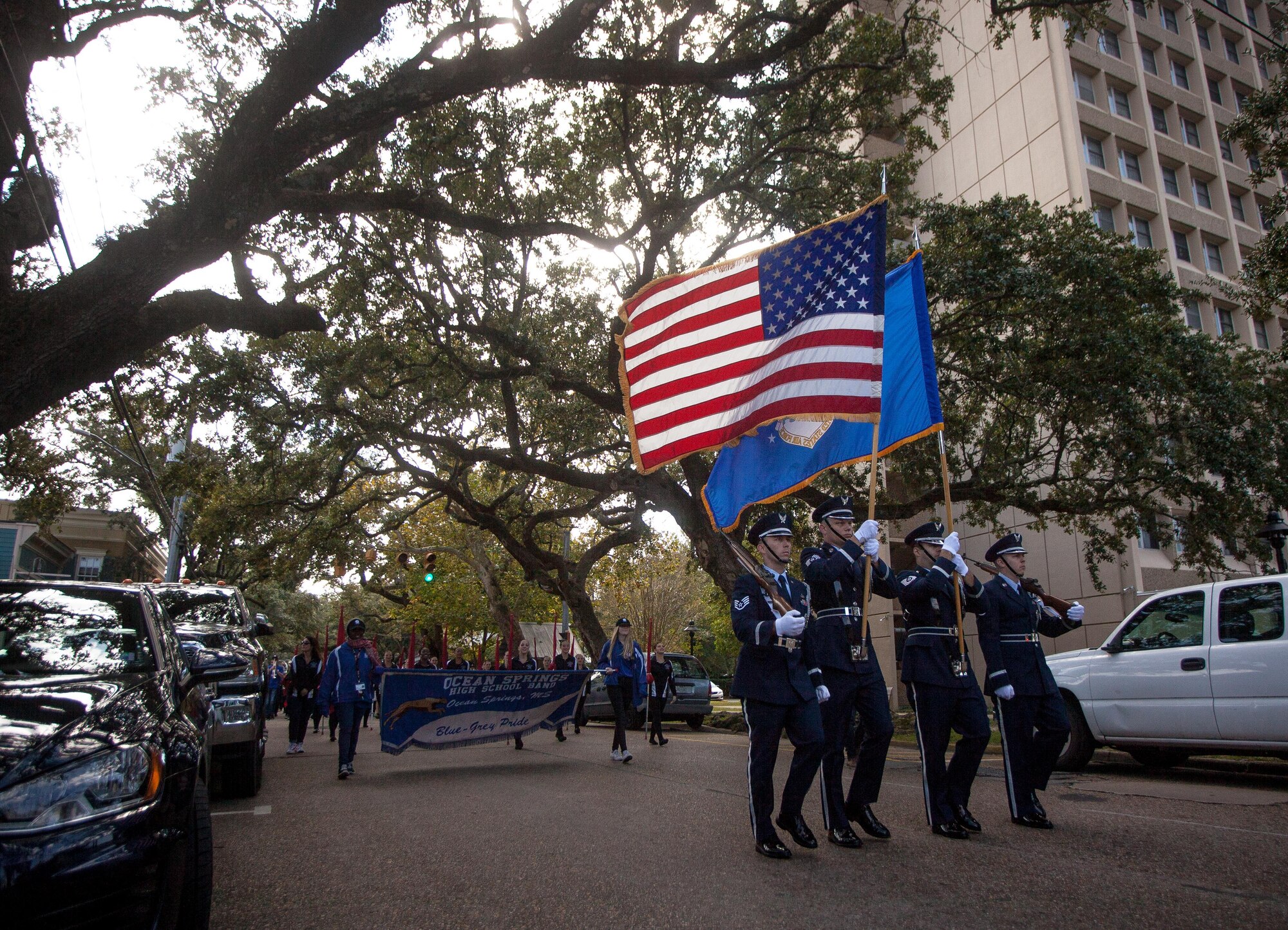 Keesler Honor Guard Marches in Veterans Parade