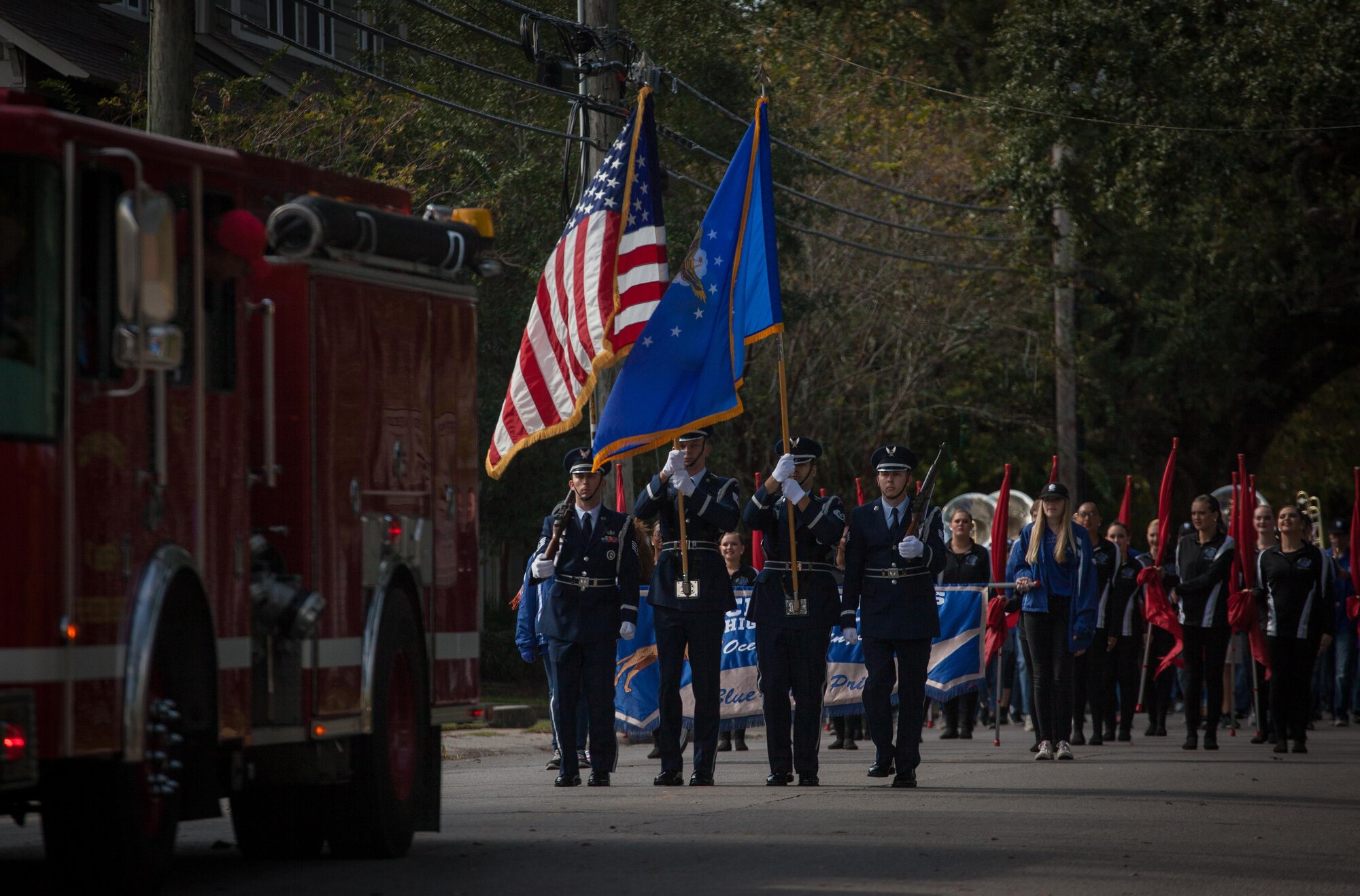 Keesler Honor Guard Marches in Veterans Parade