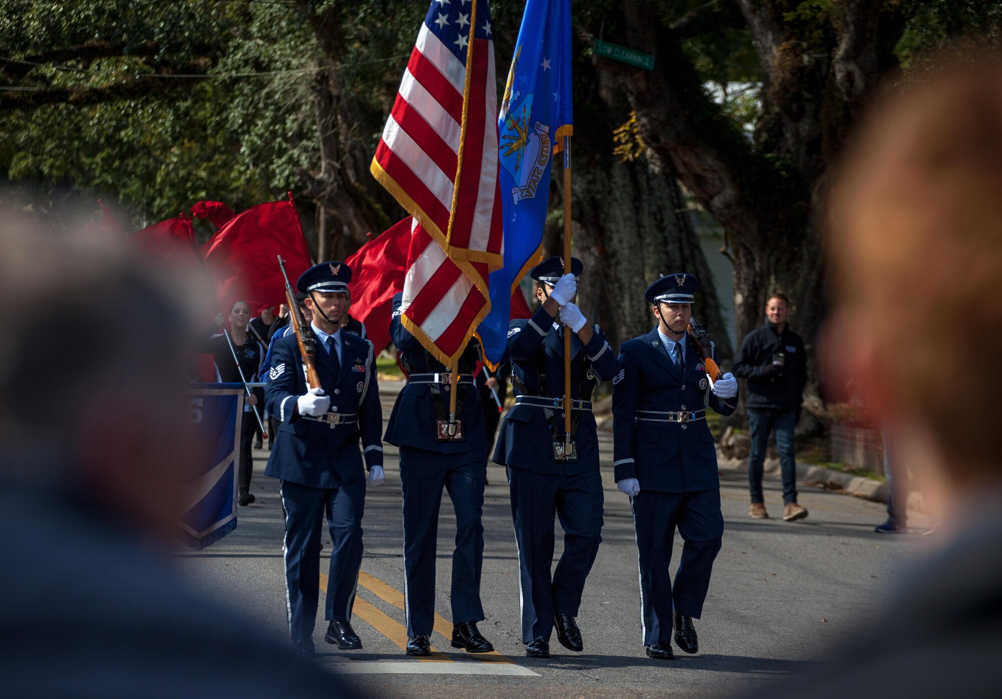 Keesler Honor Guard Marches in Veterans Parade