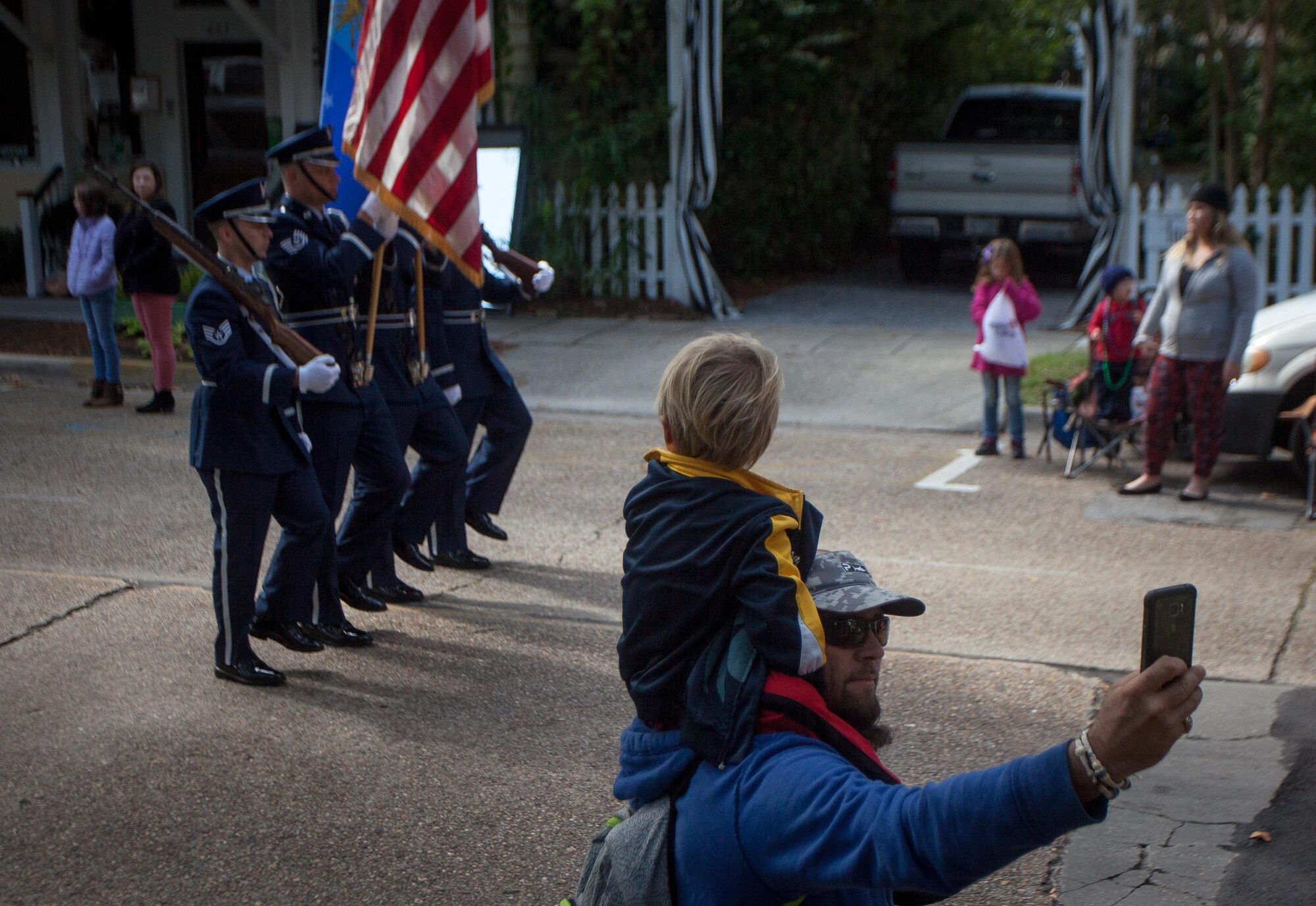 Keesler Honor Guard Marches in Veterans Parade