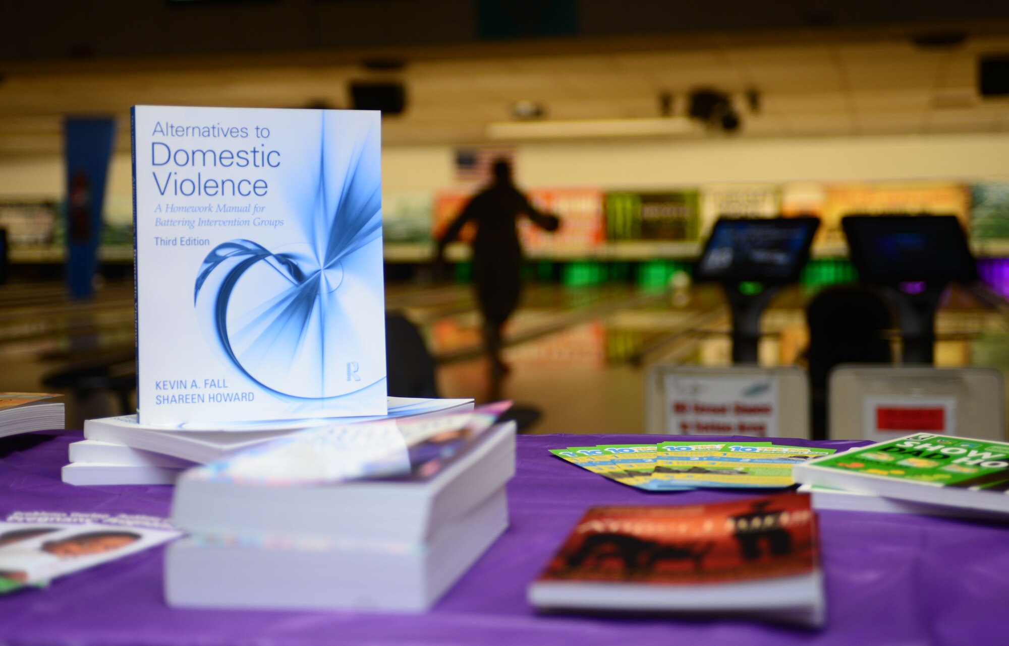 October is Domestic Violence Awareness Month and the Family Advocacy Program held a bowling event as a unique way to bring awareness to the base community and provide a safe environment for victims to speak with advocates.