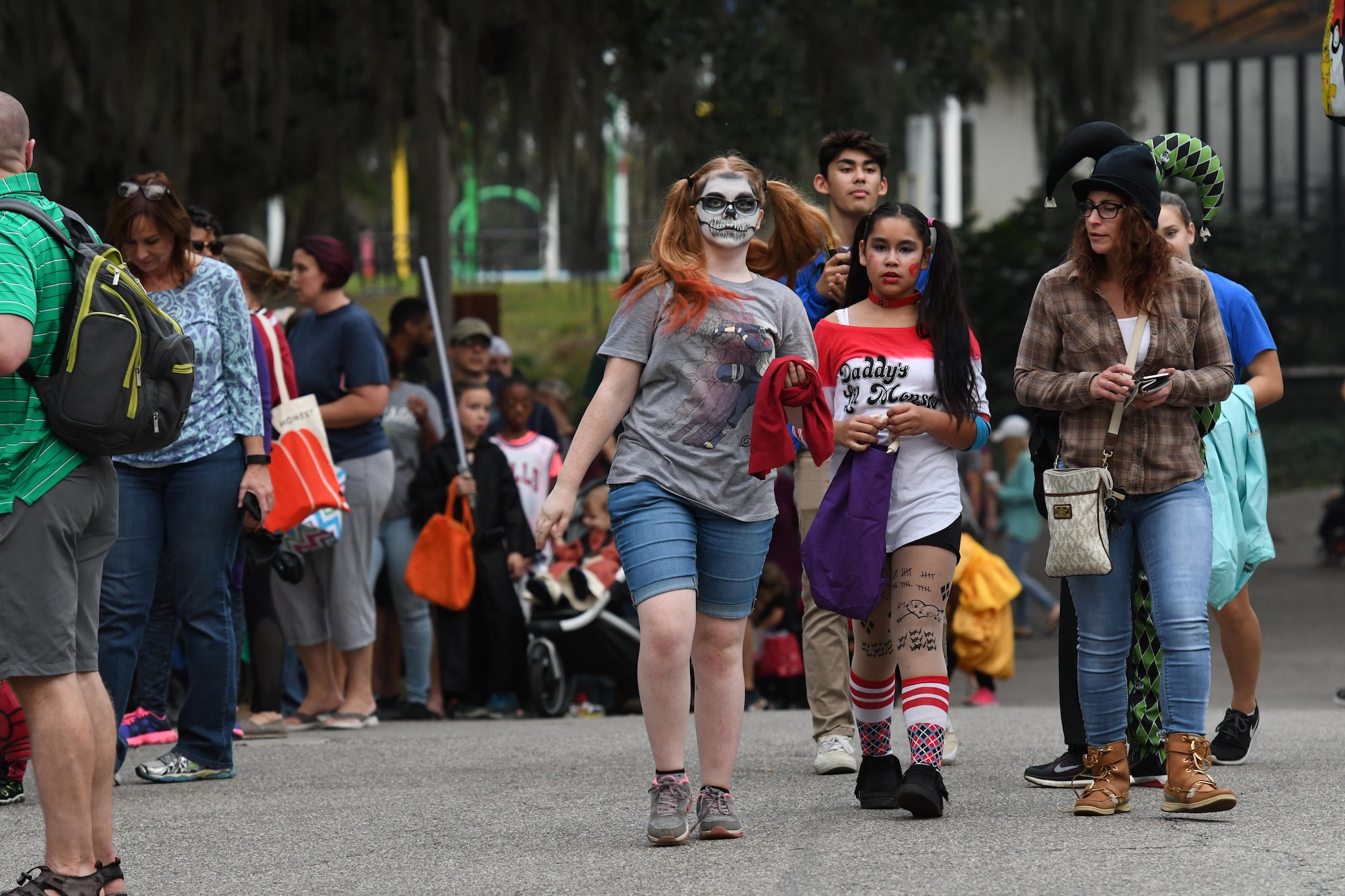 Keesler personnel attend Ghouls in the Park at Marina Park Oct. 27, 2017, on Keesler Air Force Base, Mississippi. Ghouls in the Park also featured an alien bus, a haunted house, “Trunk or Treat” and games for children of all ages. (U.S. Air Force photo by Kemberly Groue)