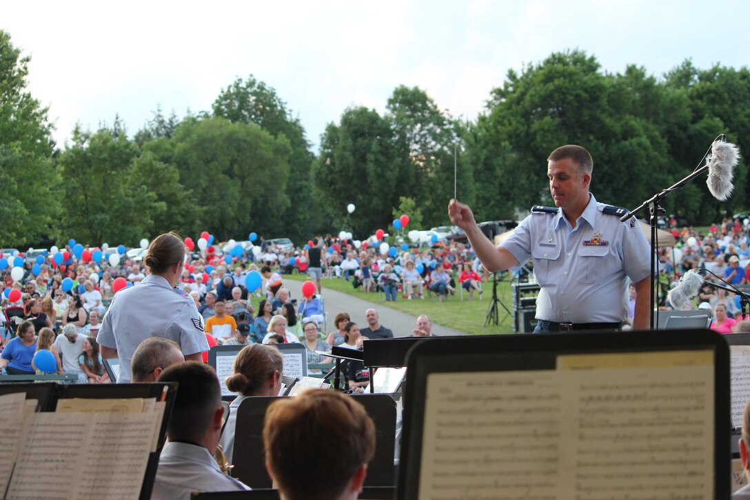 Members of the Air National Guard Band of the Northeast performed a concert at Boardman Park, Youngstown Ohio on 1 July 2017. This was one of the band's concerts on our 2017 Summer Music Concert Series titled "Celebrating Great American Cities".  Pictured are members of the Concert Band.  (U.S. Air Force Photo/Technical Sgt. Shawn Estes)