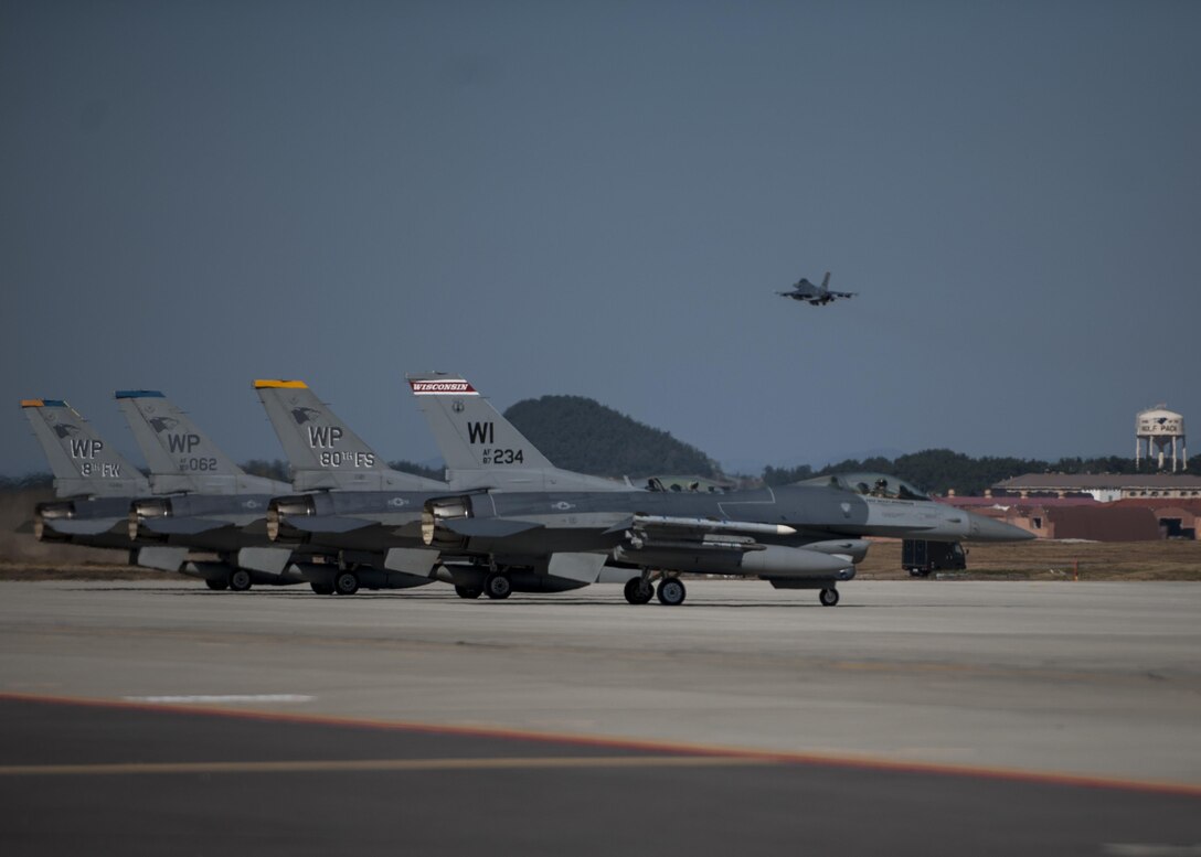The Wisconsin Air National Guard's 115th Fighter Wing, U.S. Air Force's 8th FW and Republic of Korea Air Force's 38th Fighter Group took to the skies together Oct. 30, 2017 to demonstrate their ability to Fight Tonight in the skies above the Korean Peninsula.